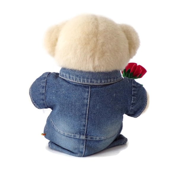 Build a Bear Workshop Bear with Jean Dress Roses and Bows  3041 - Picture 4 of 10